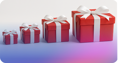 Red box of presents lined up